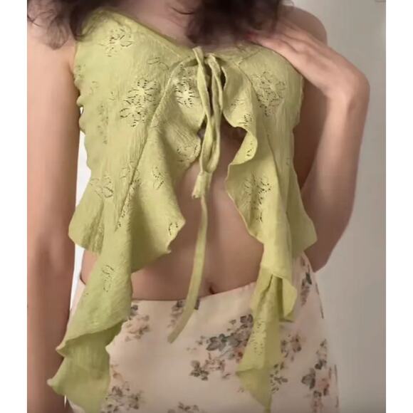 Cider Sage Green Ruffled Lace Tank Top – NWOT – Size XL - Picture 8 of 14